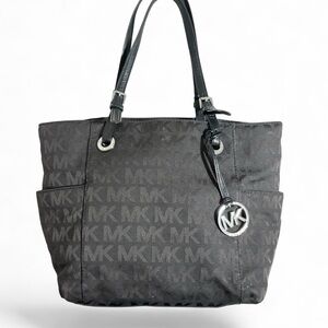 Michael Kors Jet Set Medium Pocket Tote - Black Monogram Nylon